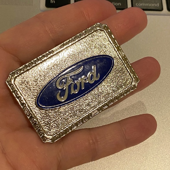 FORD OEM ENAMEL Vintage Belt Buckle Silver New - Picture 2 of 3